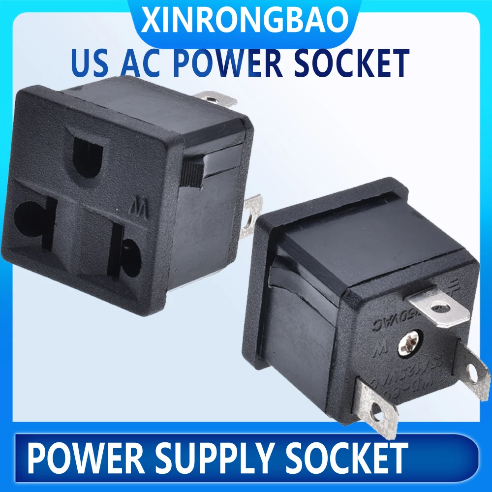 

AC power socket US America Type B 3 jack 15A125V inlet electric connector WD-601Cassette power wall socket