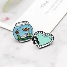 Cross Border Wish Europe And America Chest New Style Brooch Creative Versatile Fish Tank Heart Pool Brooch Clothing Bag Accessor