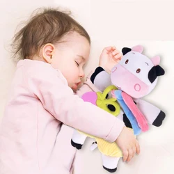Brinquedo de pelúcia para bebês, brinquedo infantil de pelúcia para recém nascidos de 0 a 12 meses, chocalho de pelúcia para dormir, brinquedo de dentição para crianças, presente para meninas