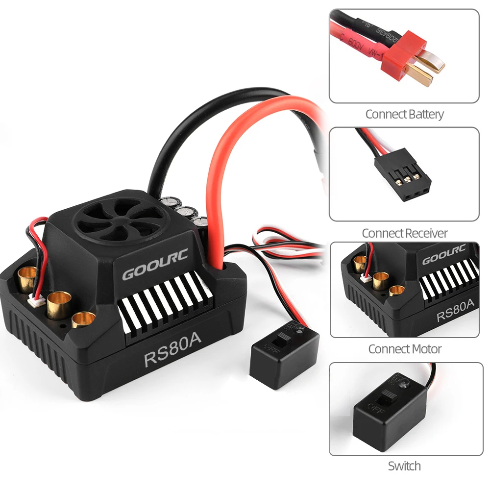 Для 1/10 RC автомобилей гусеничный грузовик GoolRC 3660 3800KV бесщеточный двигатель и 80A бесщеточный брызгозащищенный электронный регулятор скорости ESC