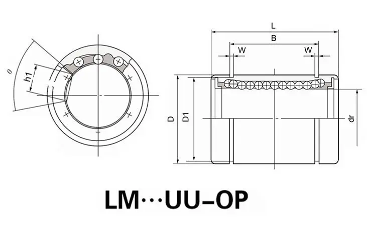 Линейный подшипник с большим отверстием 1 шт./лот LM12 13 16 20 25 30 35 40 50 60UUOP шкив rolamentos ЧПУ вал линейные подшипники направляющая