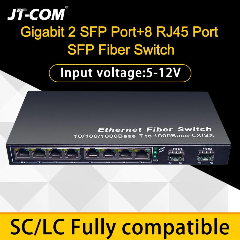 Gigabit Network SFP Fiber Switch 1000Mbps SFP Media Converter 2 SFP Fiber Port and  8 RJ45 Port 2G8E Fiber Ethernet Switch pci express pci e wireless network card 1000mbps pci e gigabit network card 10 100 1000m rj45 ethernet network card