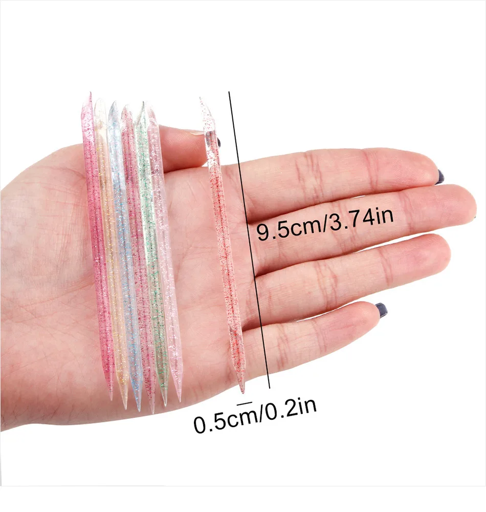 H76140521aa584bd895de36813b199eb8U 25/50/100pcs Crystal Stick Nail Art Cuticle Pusher Reusable Double End Remover Cuticle Regrowth Pedicure Nail Manicures Tools