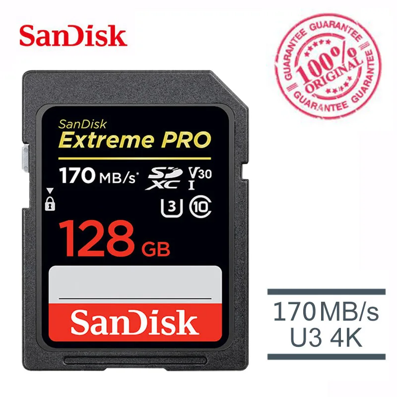 Двойной Флеш-накопитель SanDisk SD карта 16 ГБ 32 64 128 256 Гб памяти 80 МБ/с. U1 170 U3 V30 4K для