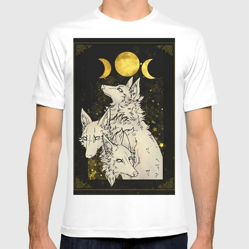 The Moon T Shirt Wolf Tarot Wicca Witch Demon | Мужская одежда