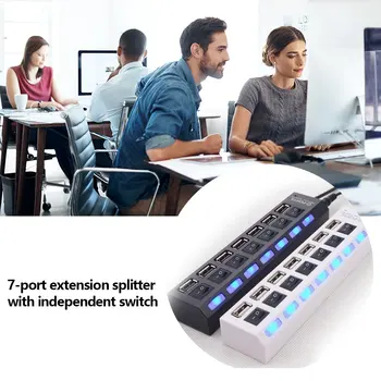 

7-Port Extension Splitter With Independent Switch High Data Transfer Rate Big Expansion Plug And Play 1 Pcs