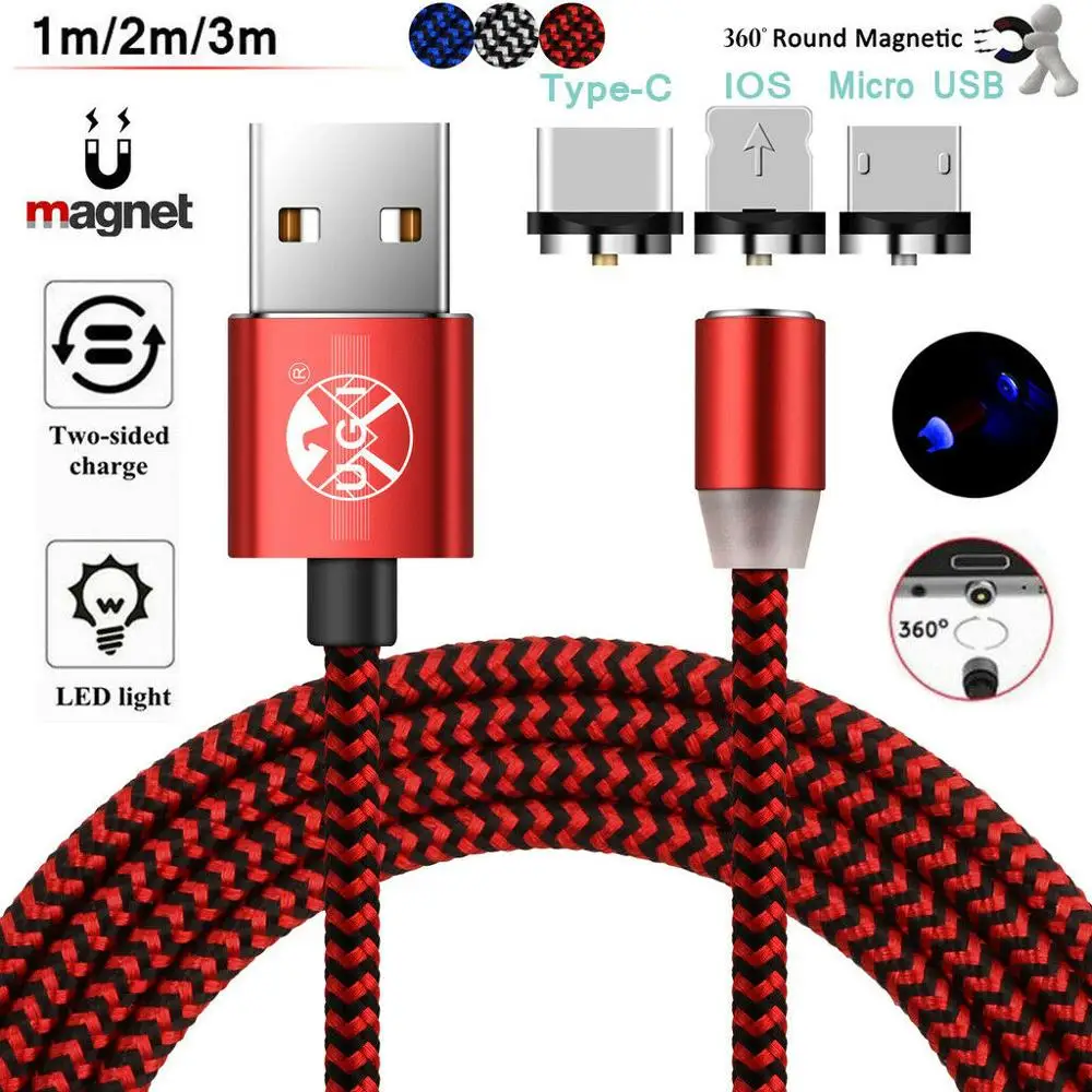 Плетеная Магнитная Зарядка + USB зарядное устройство зарядный кабель для iPhone samsung