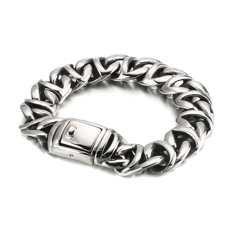 16 мм тяжелый Винтажный Мужской титановый браслет из нержавеющей стали Cubanl ювелирные изделия Хип-хоп Панк-Рок Байкер цепь мужские s браслеты браслет