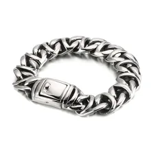 16 мм тяжелый Винтажный Мужской титановый браслет из нержавеющей стали Cubanl ювелирные изделия Хип-хоп Панк-Рок Байкер цепь мужские s браслеты браслет