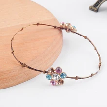 Bohamia Винтажный Золотой цвет браслет с цветами из кристаллов для женщин ручной работы оптом свадебный подарок