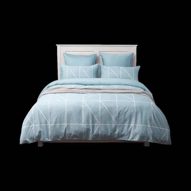 XAIOMI Como живой хлопок геометрический принт двойной из четырех частей синий серый подходит для кровати 1,5 м - Цвет: Islandblue1 5m