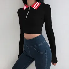 Осенний отложной воротник с рюшами Короткие женские футболки для йоги спортивные топы толстовки с длинными рукавами в полоску для бега фитнес А6