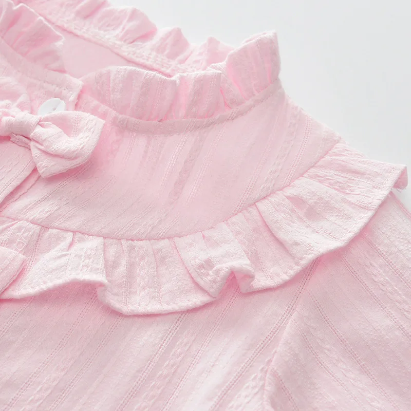 WeLaken/Новинка; блузка с бантом и рюшами; однотонные детские блузки для девочек; блузка; одежда; школьные рубашки для девочек; блузки; рубашки для маленьких девочек