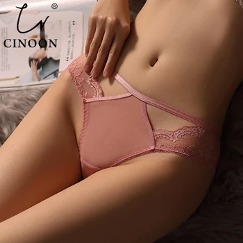 

CINOON Plus Size Panties Women Sexy Lace Lingerie Temptation Low-waist Panties Transparent Hollow out Underwear Female Knickers