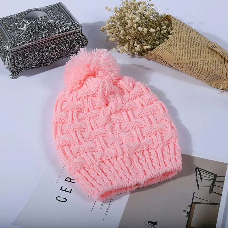 Женская зимняя вязаная шапка, шарф, набор, одноцветная шапка с помпоном, шапка, шейный платок