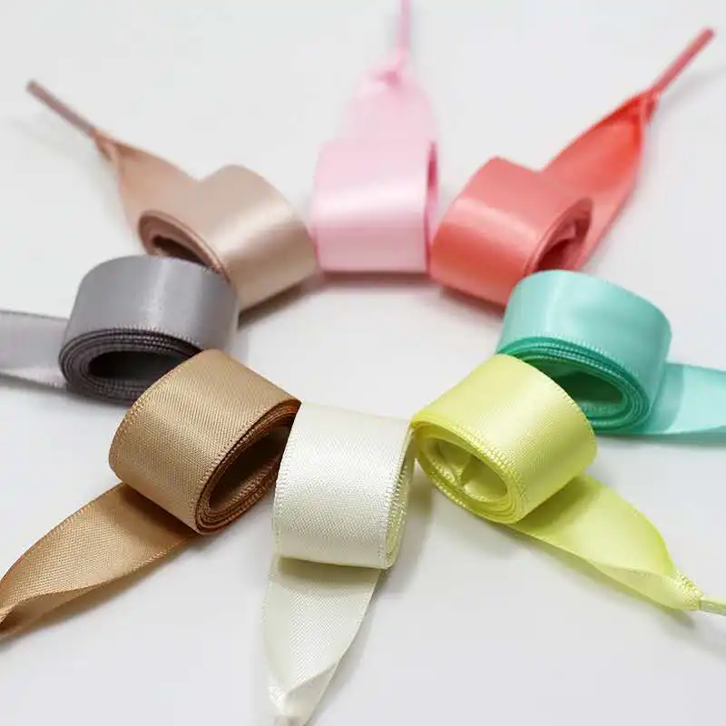 1 пара атласные шелковые Ленточные шнурки для обуви Женские Романтические белые