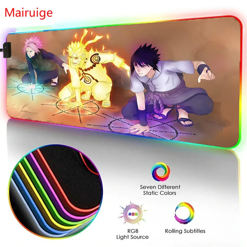 

Mairuige Anime Mouse Pad RGB Naruto Mousepad LED Luminous Color Lighting Computer Notebook Office Game Desk Mat Gaming Desk