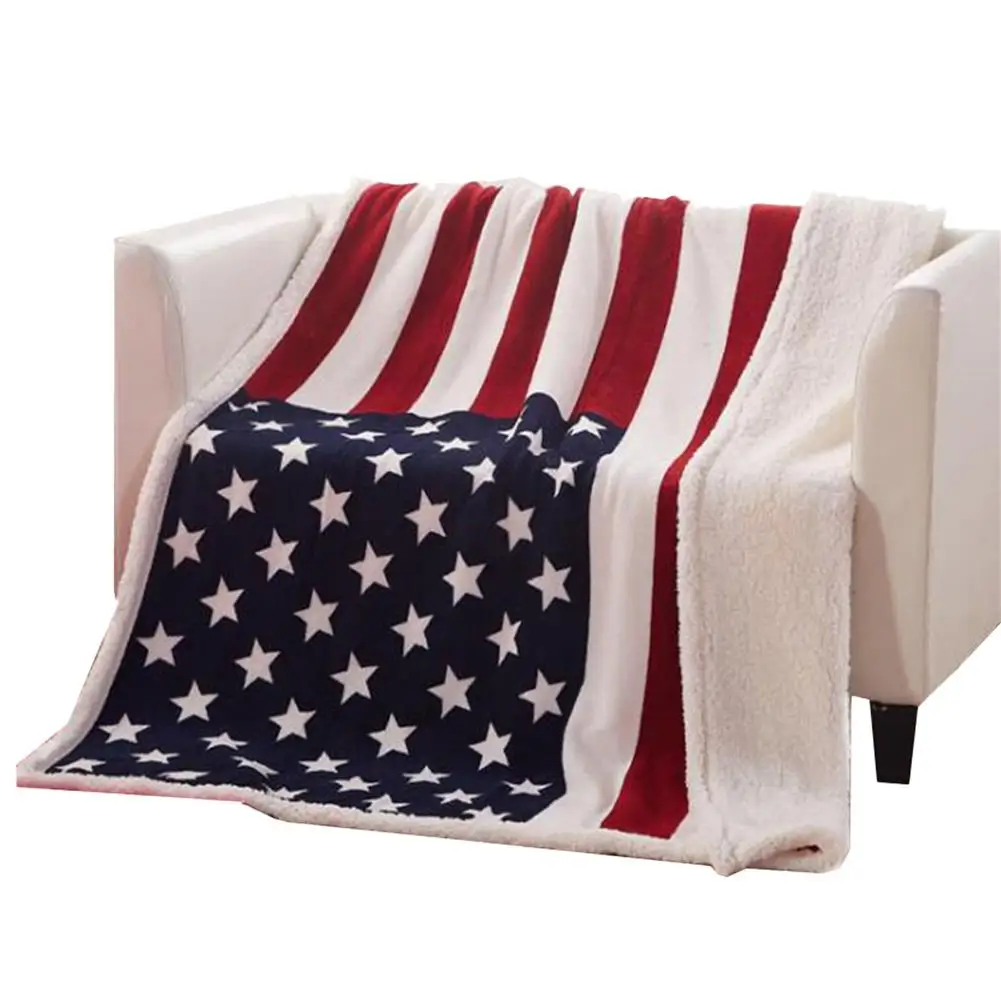 Printed US Flag Blanket Thick Velvet 3D Digital American National Flag?Blanket All Seasons Universal Super Soft Rug |