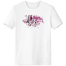 Dressing Lady France Eiffel Tower Landmark National  Paintbrush Crew-Neck White T-shirt Tagless Comfort Sports T-shirts Gift