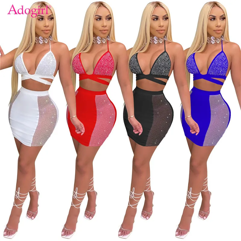 Женский комплект из двух предметов с бриллиантами Adogirl платье