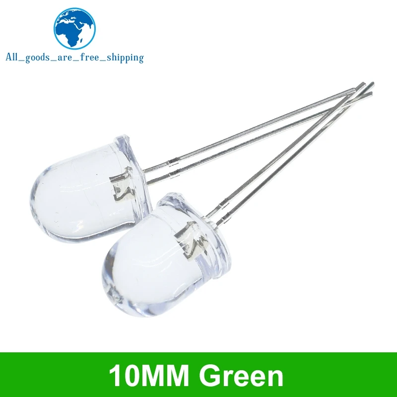 10/50 Stück 10 mm LED 5 Farben Rot Blau Gelb Grün Weiß Transparent 20 mA 0,75 W Ultrahelle runde LED-Leuchtdiodenlampe – Detail 9
