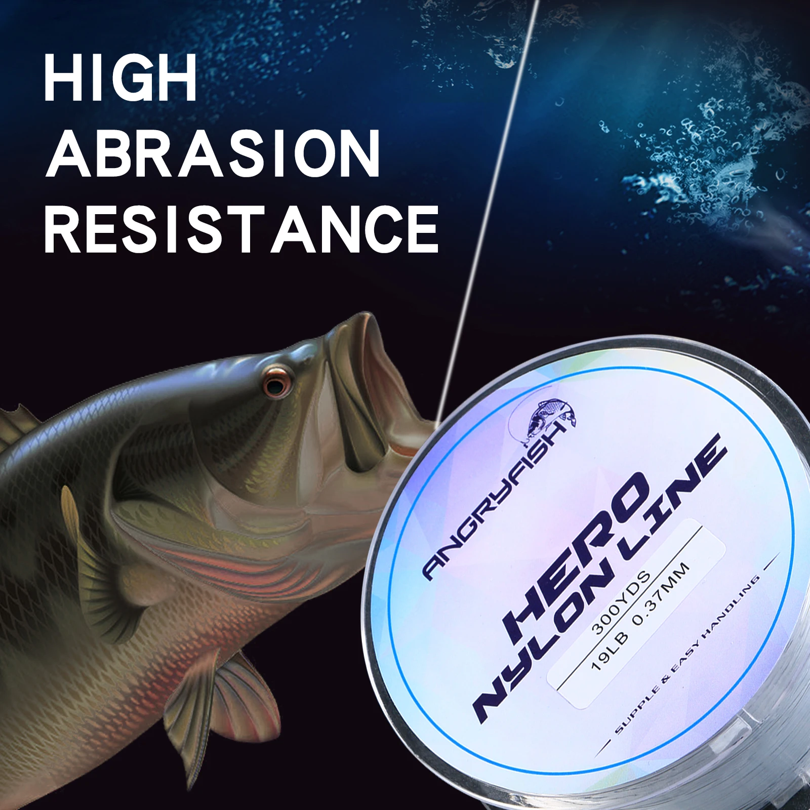 Fishing Line Angryfish Nylon 300YD 0.12mm-0.47mm Monofilament Material Super Strong fishing line