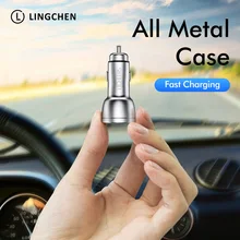 LINGCHEN, 12 В, а, металлическое двойное USB Автомобильное зарядное устройство, цифровой дисплей, универсальное автомобильное зарядное устройство для телефона Xiaomi, samsung, iPhone X, 8 Plus