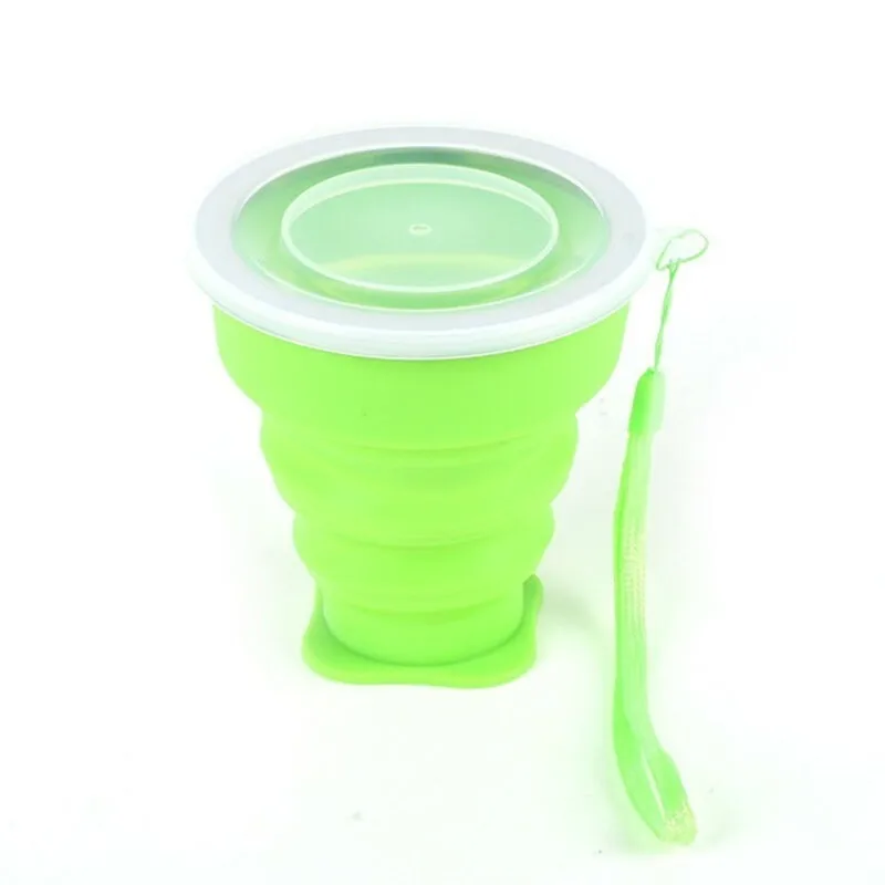240ml green 1 шт 240 мл портативная силиконовая Выдвижная складная чашка с крышкой телескопическая Складная Питьевая чашка для путешествий - Цвет: 240ml green