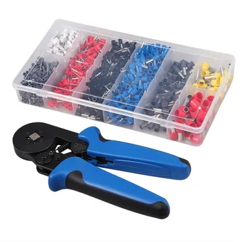

HSC8 1200pcs Mini Electrical Plier Kit 0.25-6mm2 Tubular Terminal Crimping Tool Wire Terminal Connector High Precision Clamp Set