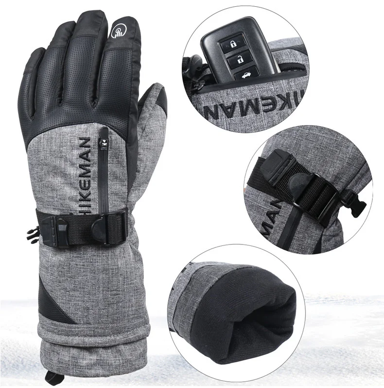 Зимние профессиональные перчатки для катания на лыжах с сенсорным экраном, водонепроницаемые Нескользящие ветрозащитные перчатки для сноуборда, сохраняющие тепло лыжные мотоциклетные рукавицы
