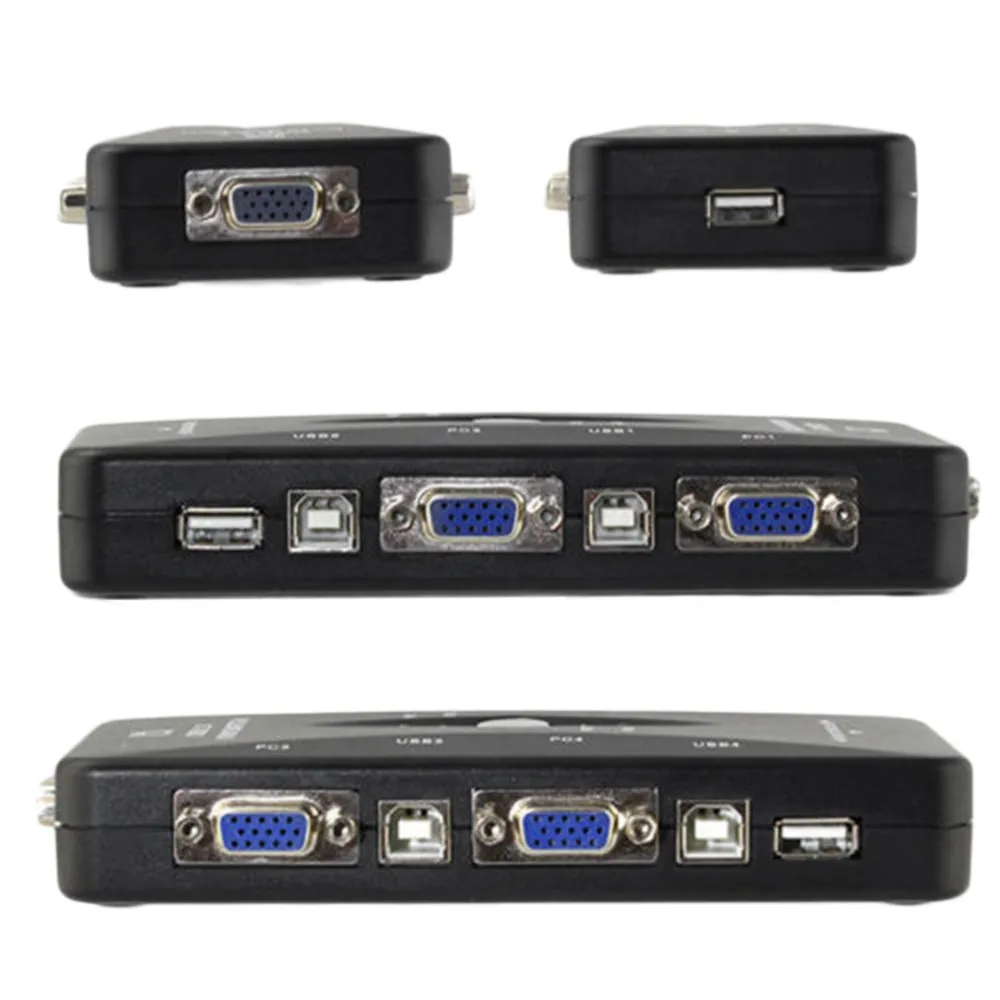 4-портовый концентратор USB 2,0 KVM VGA/переключатель SVGA Box адаптер подключается к принтеру Интеллектуальная клавиатура мышь 4 компьютера использование