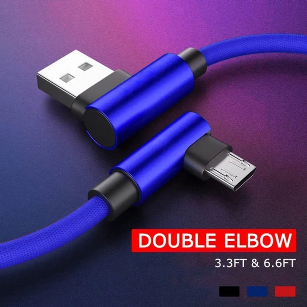 Зеленый L type кабель для передачи данных 90 градусов нейлоновый USB кабель Универсальный Для Android мобильного телефона Быстрый зарядный кабель высокоскоростной передачи данных - Цвет: Зеленый