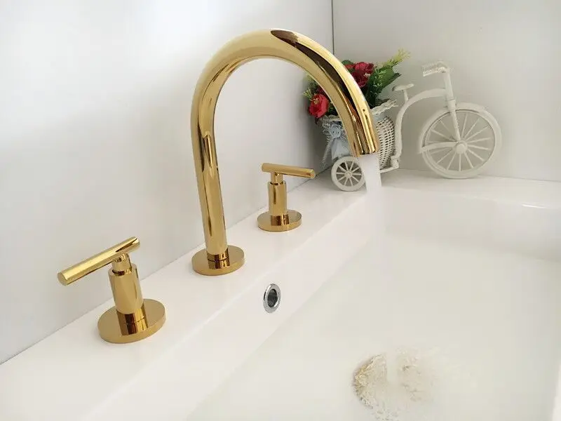 FSJIANGYUE Bathroom Bathroom Accessories Bathtub Faucet Single Handle Widespread ，Bathtub Faucet Vanity Basin. Color : -, Size : Click to Select 3 Piece 
