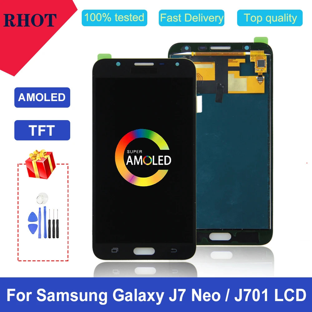 

100% tested 5.5" AMOLED LCD screen for Samsung Galaxy J7 Neo LCD J701 J701F J701M J701MT LCD touch screen digital assembly