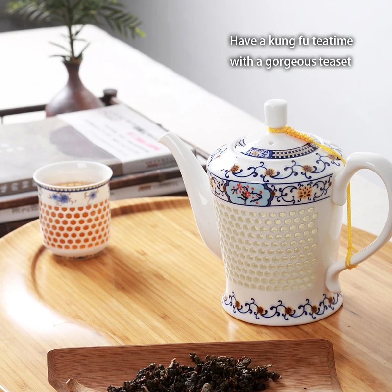 Traditional Chinese Blue White Porcelain Tea Set Green Puer Tea Cup Pot Ceramic Teapot Kungfu Teaset Teatime Drinkware Teaware