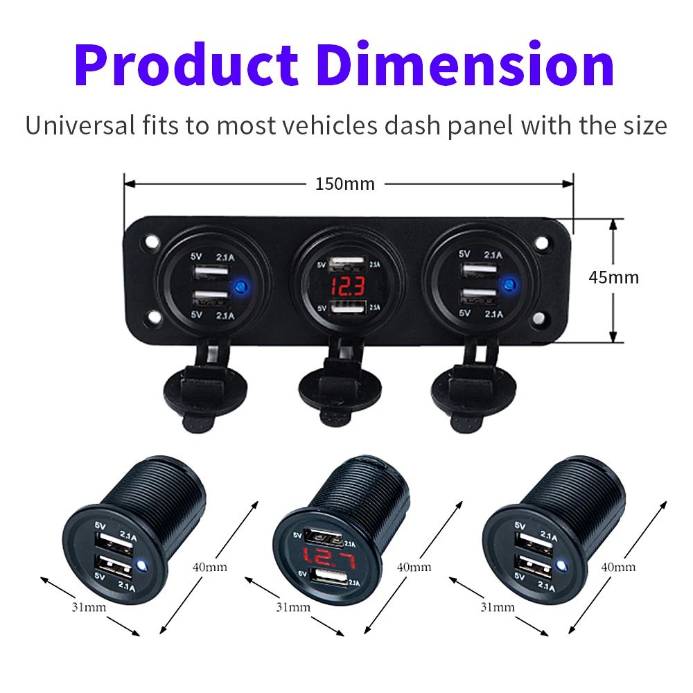 6 USB разъем автомобильное зарядное устройство адаптер 2.1A и 2.1A светодиодный выход вольтметра для морской автомобиль лодка прицеп, дом на колесах мотоцикл Водонепроницаемый