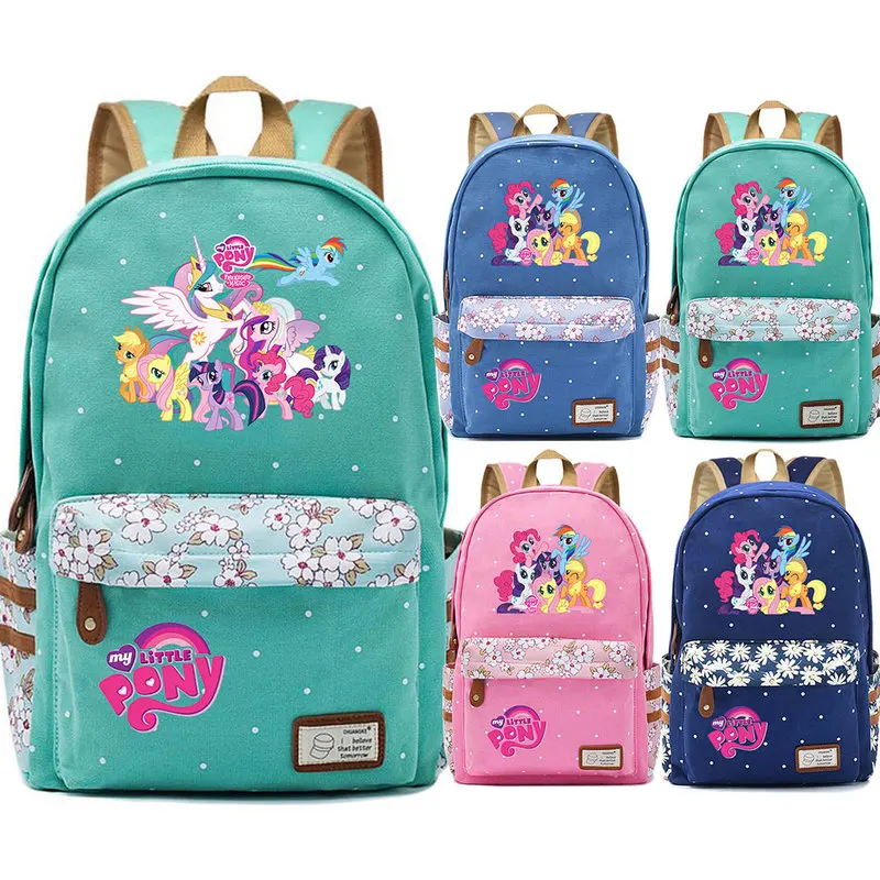 My Little Pony Rainbow Dash Pinkie Pie Flowers Dot Boy Girl School Bag  Women Bagpack Teenagers Canvas Lady Femme Backpack - Backpacks - AliExpress