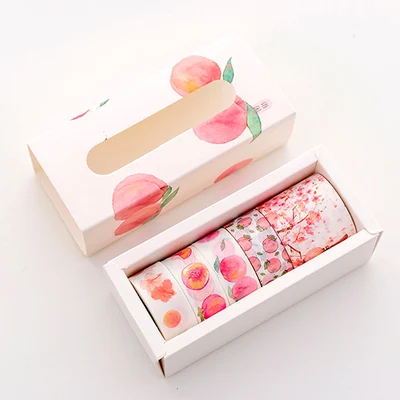 5 рулонов/набор японский вишневый цвет Васи лента бумажные наклейки для дневник, фотоальбом DIY Скрапбукинг Маскировочные ленты школьные принадлежности - Цвет: 1