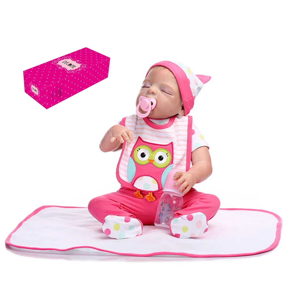 Кукла Reborn Decdeal силиконовая 19 дюймов для детей подарки девочек Белый сарафан с