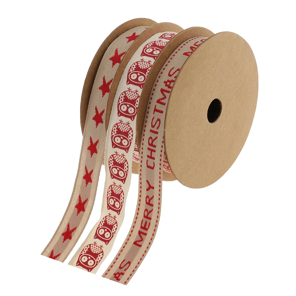 9 Meters Cotton Ribbons Fabric Trim for Xmas Christmas Gift Wrapping for Sewing Crafts Decoration