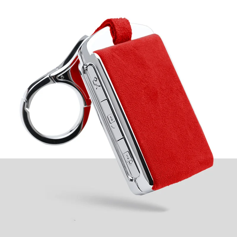 Замшевый кожаный цинковый сплав автомобильный защитный чехол для ключа Крышка для Volvo XC40 XC60 XC90 V90 S90 2018Car брелок аксессуары - Название цвета: A-red keychain 1