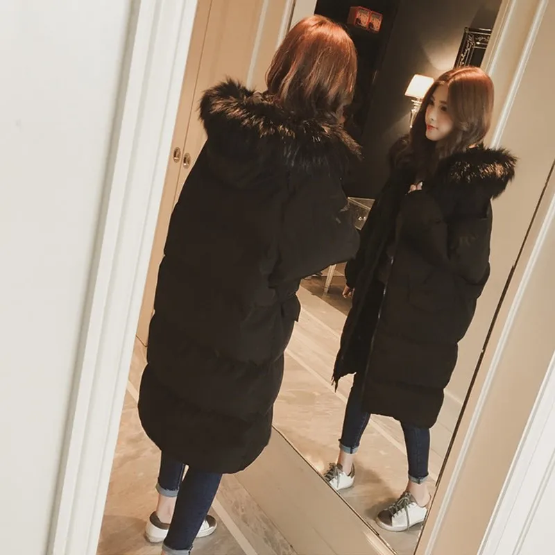 

INS Cotton Coat Women's Korean-style Mid-length over-the-Knee Thick down Feather Cotton-padded Clothes Cotton-padded Jacket down