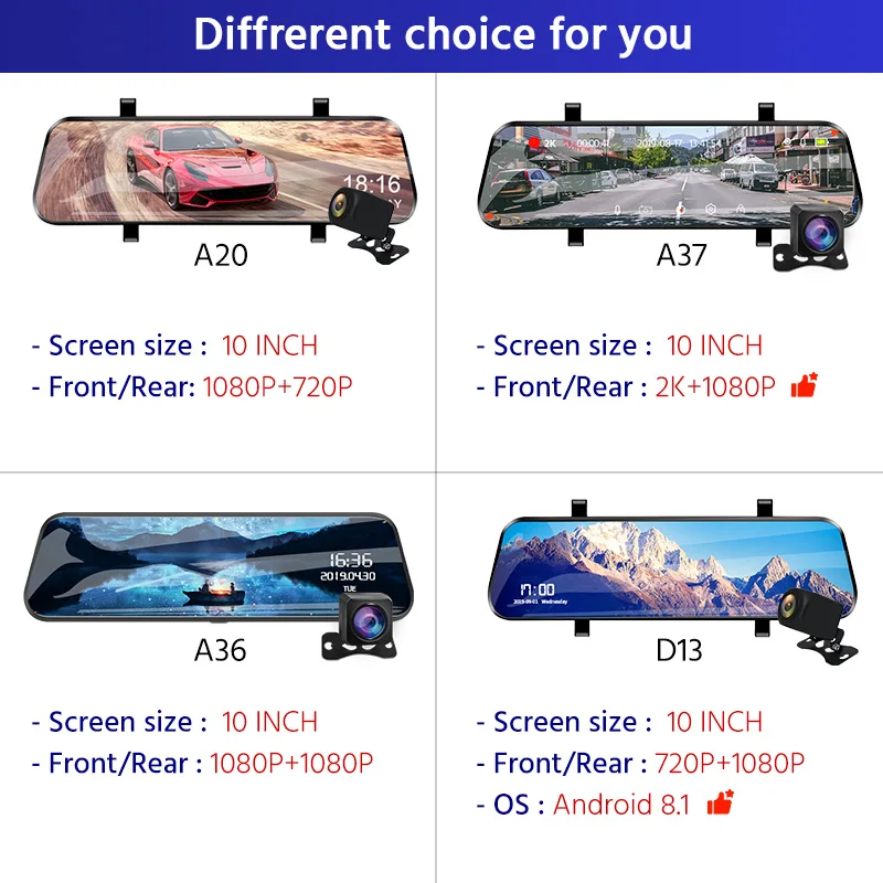 E-ACE Car Dvr 4G Android ADAS 10 Inch Rear View Mirror 2K Camera FHD1080P dash cam Video Recorder G - 4000286777979