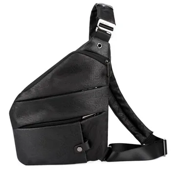 

OURCIAO New Men Chest Bags Crossbody Bag Cowhide Casual Riding Sling Shoulder Messenger Bag Chest Day Back Pack 2020