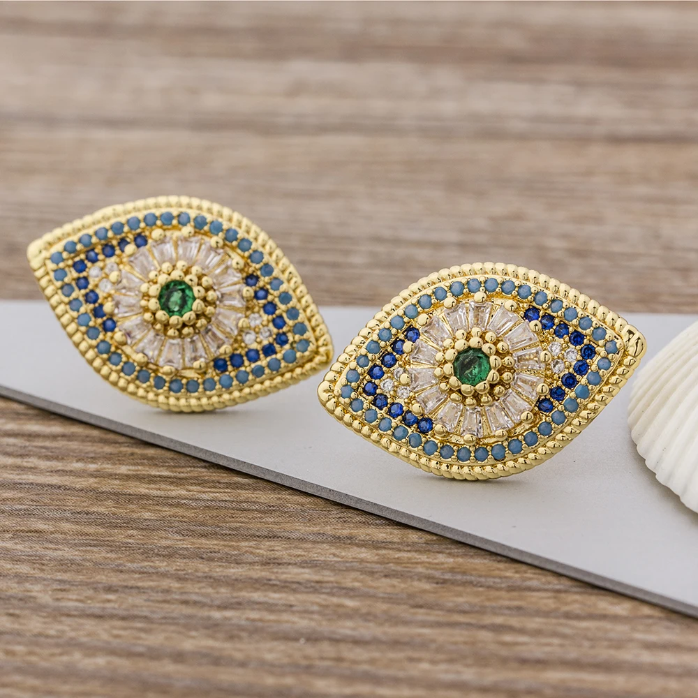 Hot Sale Colorful Micro Pave CZ Luxury Gold Color Rainbow Stud Earrings For Women Girls Fashion Jewelry Best Birthday Gift | Украшения и