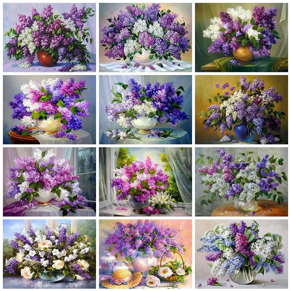 Full Square/Round Diamond Painting Flower 5D DIY Embroidery Lilac Cross Stitch Mosaic Rhinestones Picture Home Decor | Дом и сад