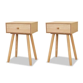 

2 PCS/Set Bedside Cabinet Tables Nightstands Solid Pinewood Storage Multifunctional Bedroom Furniture 40x30x61cm