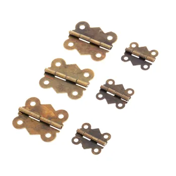 

12Pcs 4 Holes Hinges Butterfly shape Antique Bronze Jewelry Chest Gift Box Wood Cabinet Door Window with screws Furniture