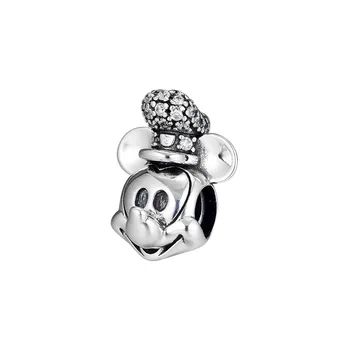 

Shimmering Steamboat Willie Crystal Beads for Charms Bracelets Women Clear CZ Hat Mouse Charm Beads Silver 925 Jewelry Making