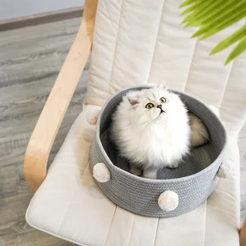 

Hand Woven Soft Cat Bed Pet Kennel Portable Basket As Puppy Dog Bed Sleeping Breathable Pet Cat Mat Supplies As Pets Mat
